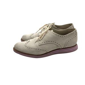 Cole Haan Women's Lunargrand Gray Off White Wingtip Oxford Dress Shoes Size 7
